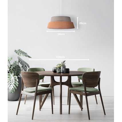 Duolla - Ljuskrona med textilsladd GALAXY 1xE27/40W/230V diameter 50 cm grå/brun