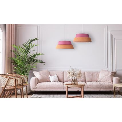 Duolla - Ljuskrona med textilsladd GALAXY 1xE27/40W/230V diameter 50 cm rosa