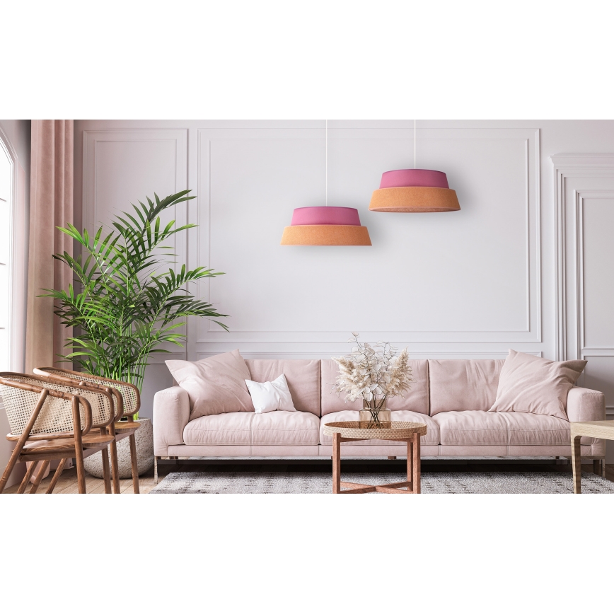 Duolla - Ljuskrona med textilsladd GALAXY 1xE27/40W/230V diameter 50 cm rosa