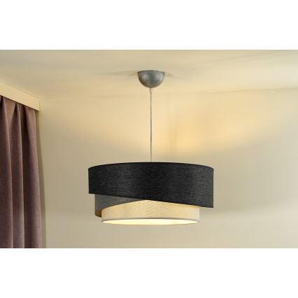 Duolla - Ljuskrona med textilsladd KOBO 1xE27/15W/230V diameter 45 cm antracit/grå/vit