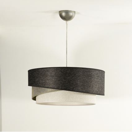 Duolla - Ljuskrona med textilsladd KOBO 1xE27/15W/230V diameter 45 cm antracit/grå/vit