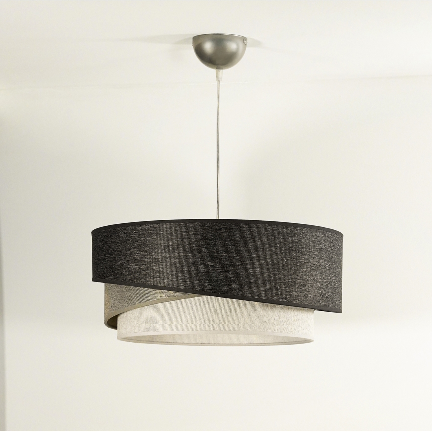 Duolla - Ljuskrona med textilsladd KOBO 1xE27/15W/230V diameter 45 cm antracit/grå/vit