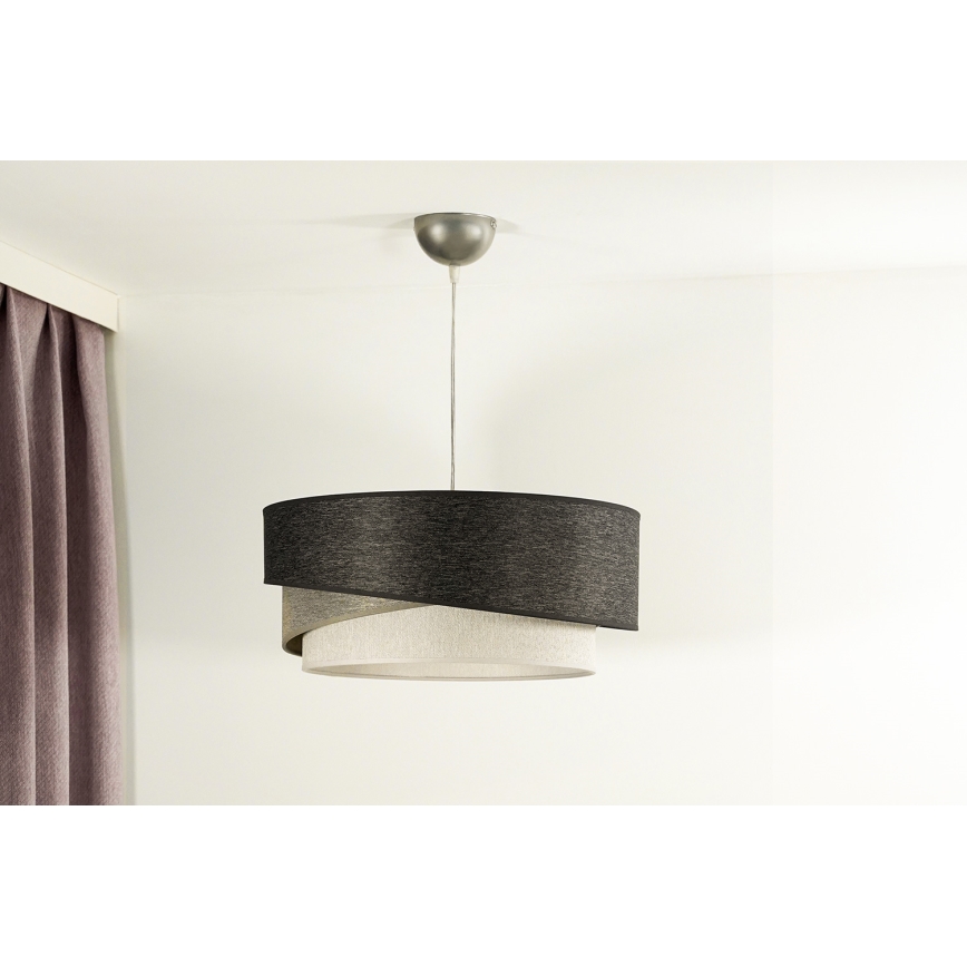 Duolla - Ljuskrona med textilsladd KOBO 1xE27/15W/230V diameter 45 cm antracit/grå/vit