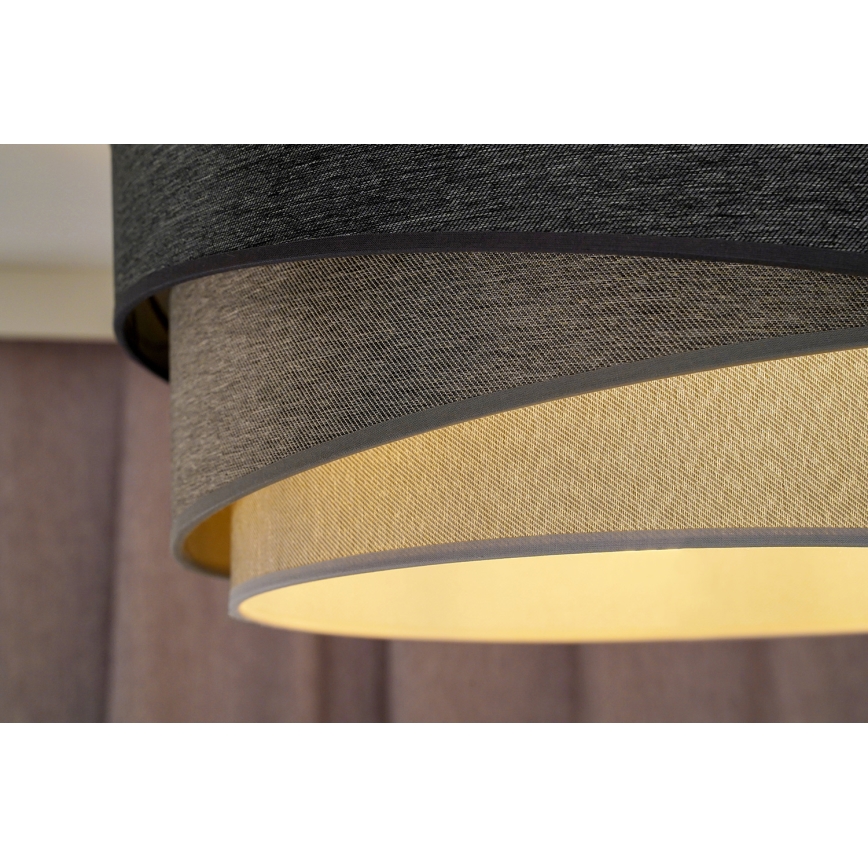 Duolla - Ljuskrona med textilsladd KOBO 1xE27/15W/230V diameter 45 cm antracit/grå/vit