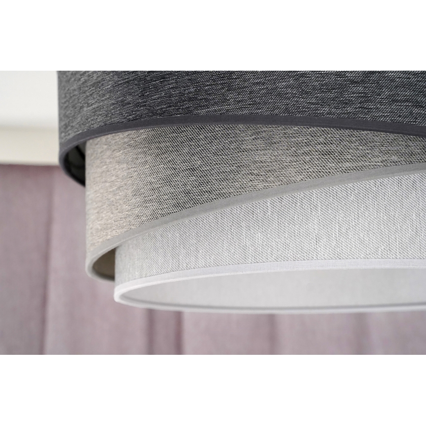 Duolla - Ljuskrona med textilsladd KOBO 1xE27/15W/230V diameter 45 cm antracit/grå/vit