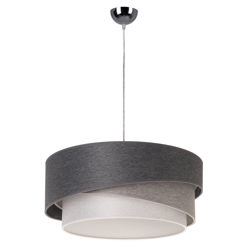 Duolla - Ljuskrona med textilsladd KOBO 1xE27/15W/230V diameter 45 cm antracit/grå/vit