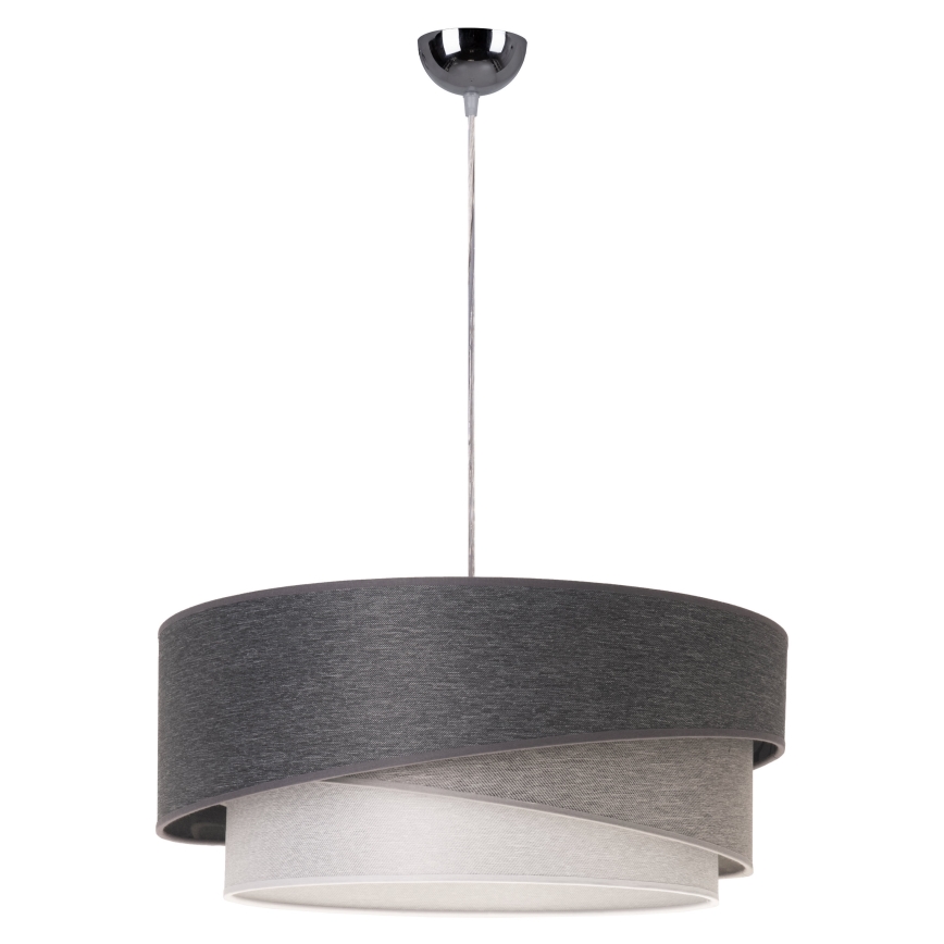 Duolla - Ljuskrona med textilsladd KOBO 1xE27/15W/230V diameter 45 cm antracit/grå/vit