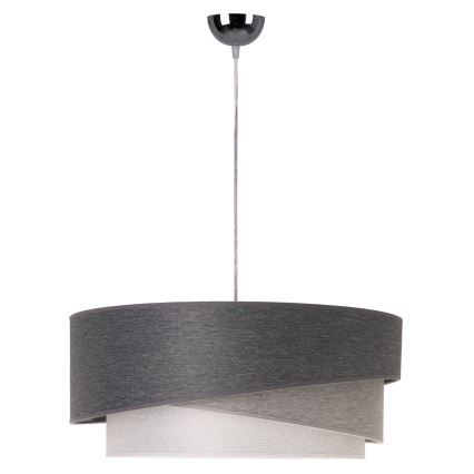 Duolla - Ljuskrona med textilsladd KOBO 1xE27/15W/230V diameter 45 cm antracit/grå/vit