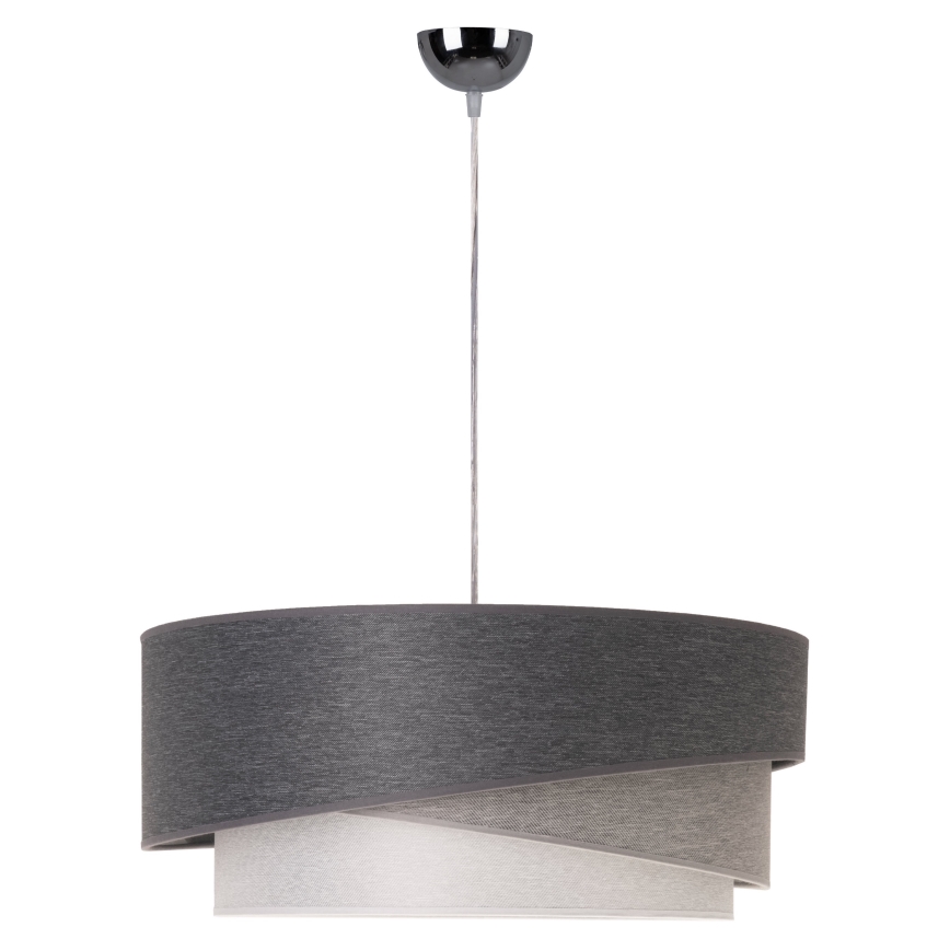 Duolla - Ljuskrona med textilsladd KOBO 1xE27/15W/230V diameter 45 cm antracit/grå/vit