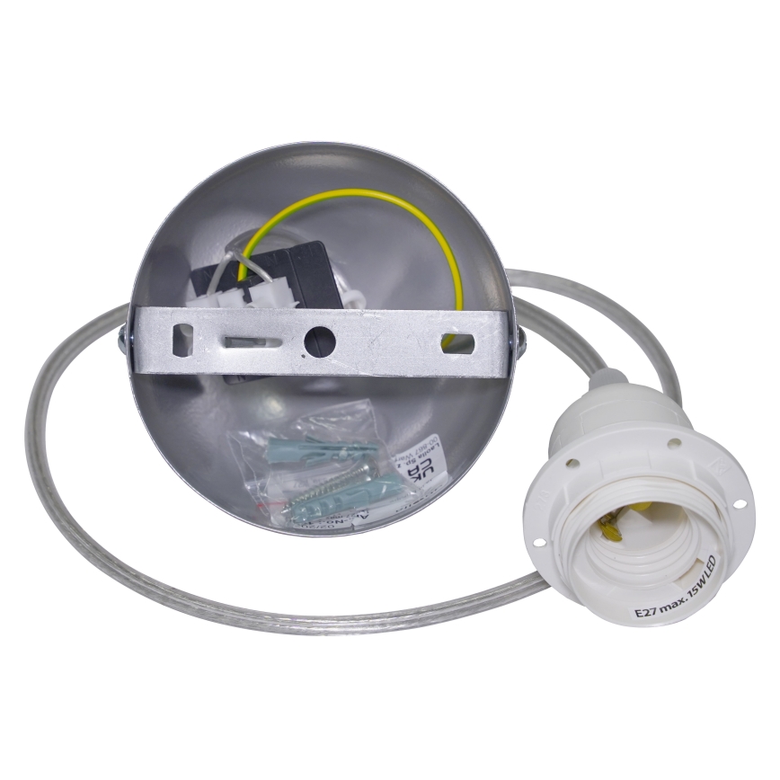 Duolla - Ljuskrona med textilsladd KOBO 1xE27/15W/230V diameter 45 cm antracit/grå/vit