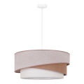 Duolla - Ljuskrona med textilsladd KOBO 1xE27/15W/230V diameter 45 cm beige/brun/vit