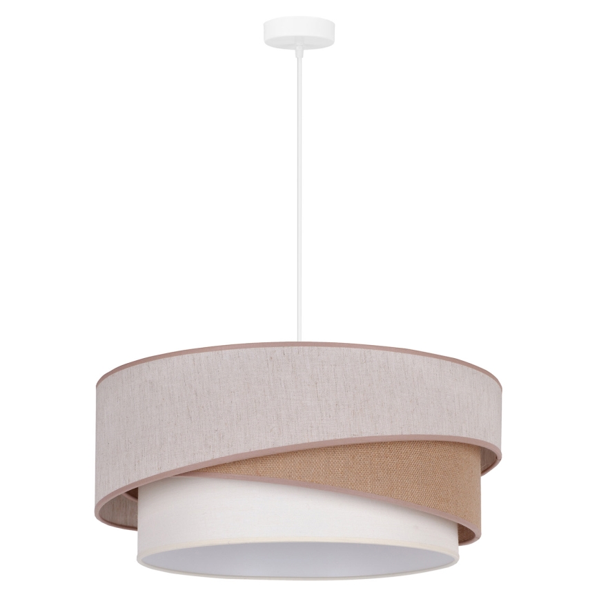 Duolla - Ljuskrona med textilsladd KOBO 1xE27/15W/230V diameter 45 cm beige/brun/vit