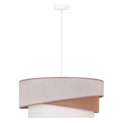 Duolla - Ljuskrona med textilsladd KOBO 1xE27/15W/230V diameter 45 cm beige/brun/vit