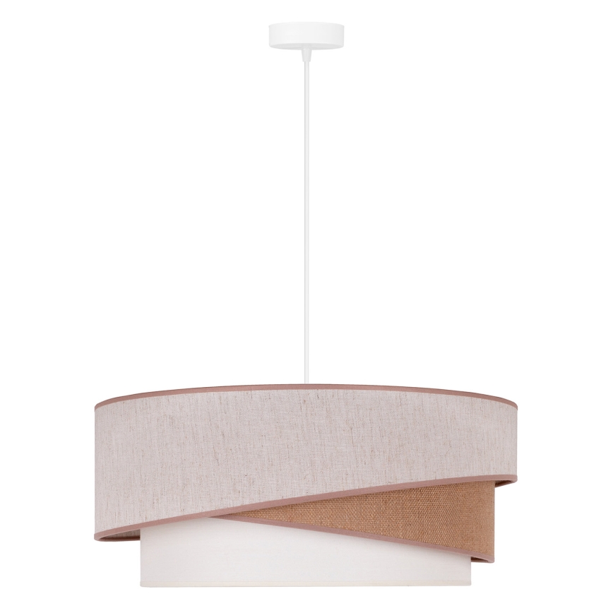 Duolla - Ljuskrona med textilsladd KOBO 1xE27/15W/230V diameter 45 cm beige/brun/vit