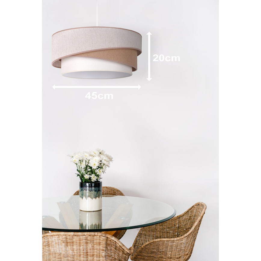 Duolla - Ljuskrona med textilsladd KOBO 1xE27/15W/230V diameter 45 cm beige/brun/vit