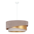 Duolla - Ljuskrona med textilsladd KOBO 1xE27/15W/230V diameter 45 cm beige/guld/grädde