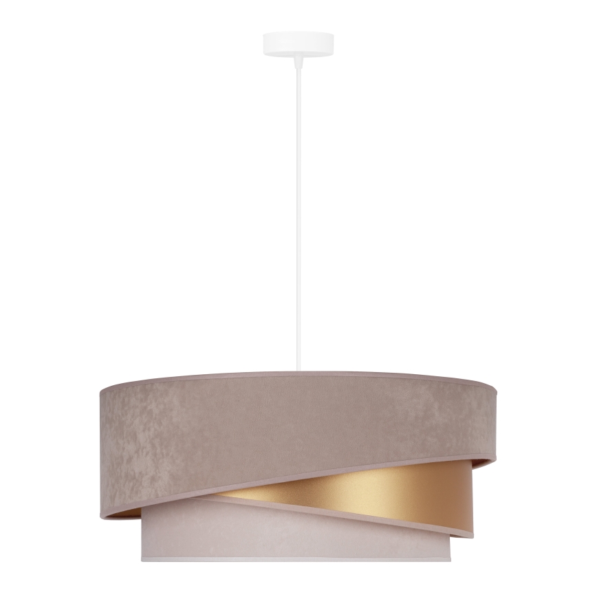 Duolla - Ljuskrona med textilsladd KOBO 1xE27/15W/230V diameter 45 cm beige/guld/grädde