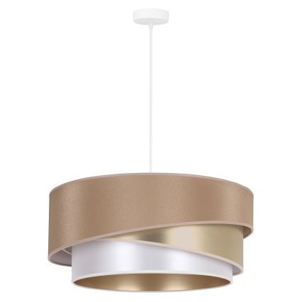 Duolla - Ljuskrona med textilsladd KOBO 1xE27/15W/230V diameter 45 cm beige/guld/vit
