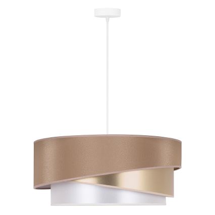 Duolla - Ljuskrona med textilsladd KOBO 1xE27/15W/230V diameter 45 cm beige/guld/vit