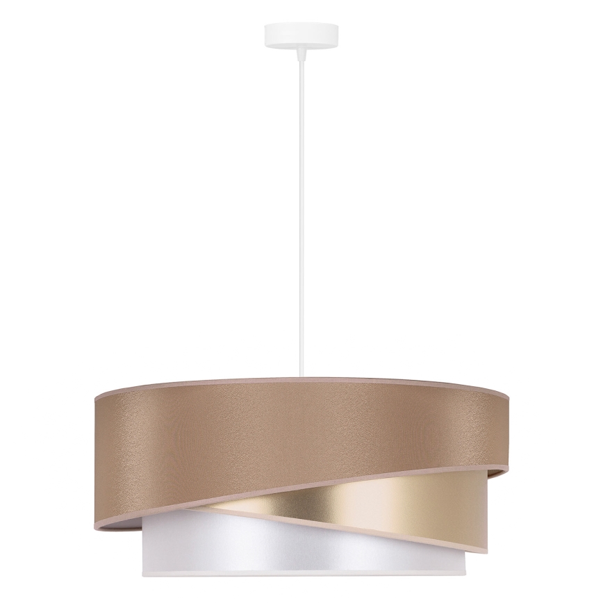 Duolla - Ljuskrona med textilsladd KOBO 1xE27/15W/230V diameter 45 cm beige/guld/vit