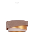Duolla - Ljuskrona med textilsladd KOBO 1xE27/15W/230V diameter 45 cm brun/guld/grädde
