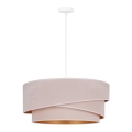 Duolla - Ljuskrona med textilsladd KOBO 1xE27/15W/230V diameter 45 cm grädde/guld