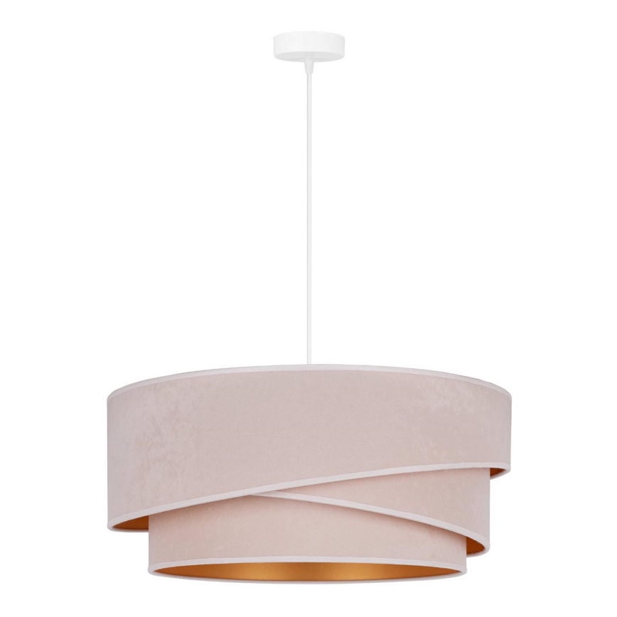 Duolla - Ljuskrona med textilsladd KOBO 1xE27/15W/230V diameter 45 cm grädde/guld
