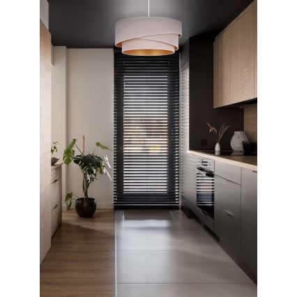 Duolla - Ljuskrona med textilsladd KOBO 1xE27/15W/230V diameter 45 cm grädde/guld