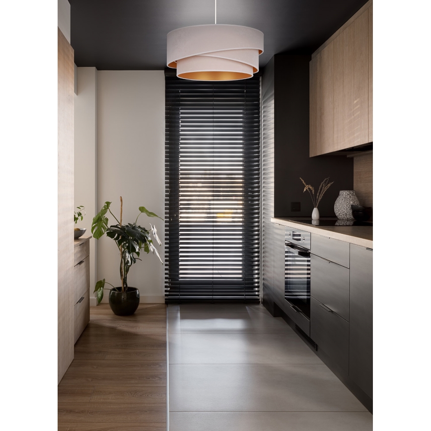 Duolla - Ljuskrona med textilsladd KOBO 1xE27/15W/230V diameter 45 cm grädde/guld