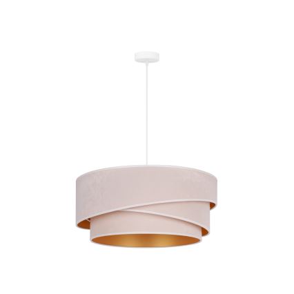 Duolla - Ljuskrona med textilsladd KOBO 1xE27/15W/230V diameter 45 cm grädde/guld