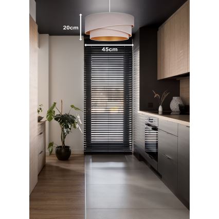 Duolla - Ljuskrona med textilsladd KOBO 1xE27/15W/230V diameter 45 cm grädde/guld