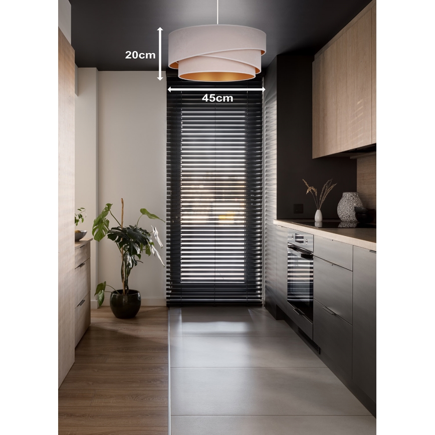 Duolla - Ljuskrona med textilsladd KOBO 1xE27/15W/230V diameter 45 cm grädde/guld