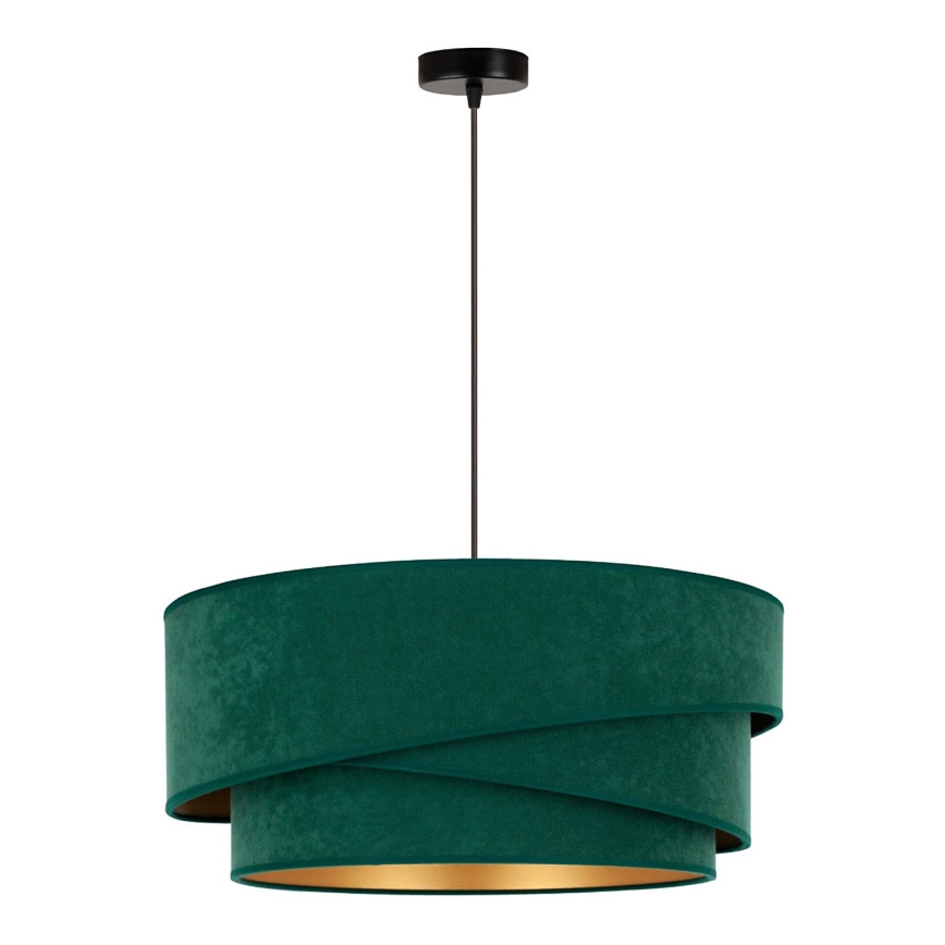Duolla - Ljuskrona med textilsladd KOBO 1xE27/15W/230V diameter 45 cm grön/guld
