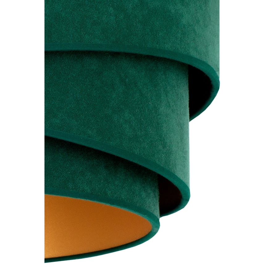 Duolla - Ljuskrona med textilsladd KOBO 1xE27/15W/230V diameter 45 cm grön/guld
