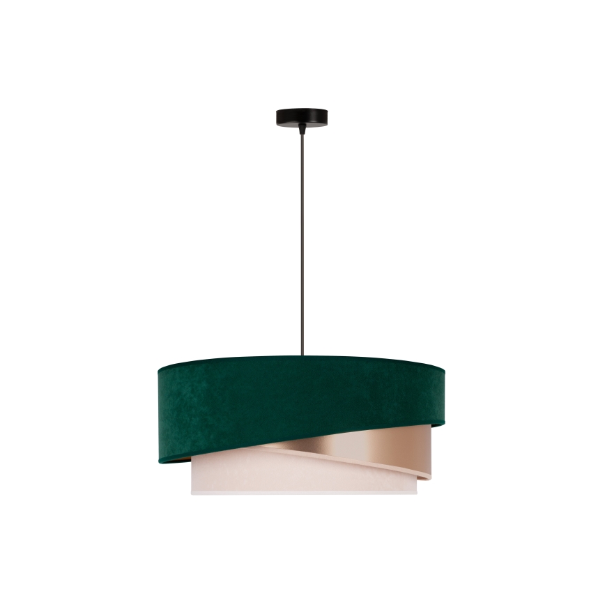 Duolla - Ljuskrona med textilsladd KOBO 1xE27/15W/230V diameter 45 cm grön/Roséguld/grädde
