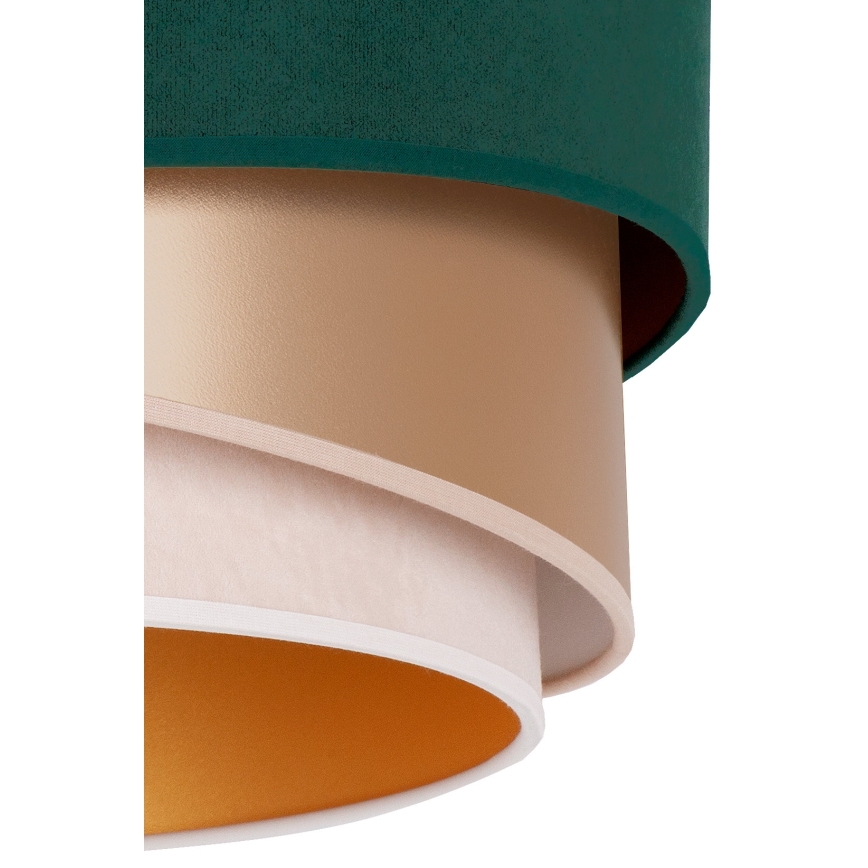 Duolla - Ljuskrona med textilsladd KOBO 1xE27/15W/230V diameter 45 cm grön/Roséguld/grädde
