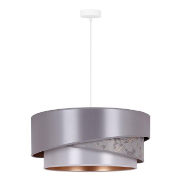 Duolla - Ljuskrona med textilsladd KOBO 1xE27/15W/230V diameter 45 cm silver/guld