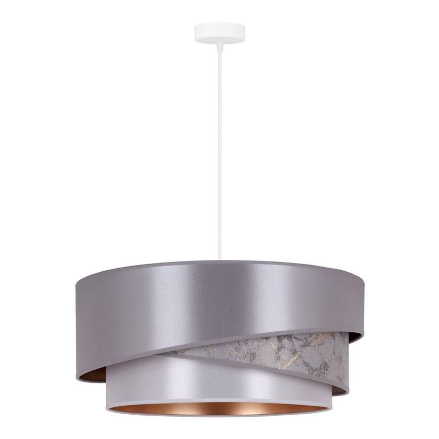 Duolla - Ljuskrona med textilsladd KOBO 1xE27/15W/230V diameter 45 cm silver/guld