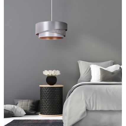 Duolla - Ljuskrona med textilsladd KOBO 1xE27/15W/230V diameter 45 cm silver/guld