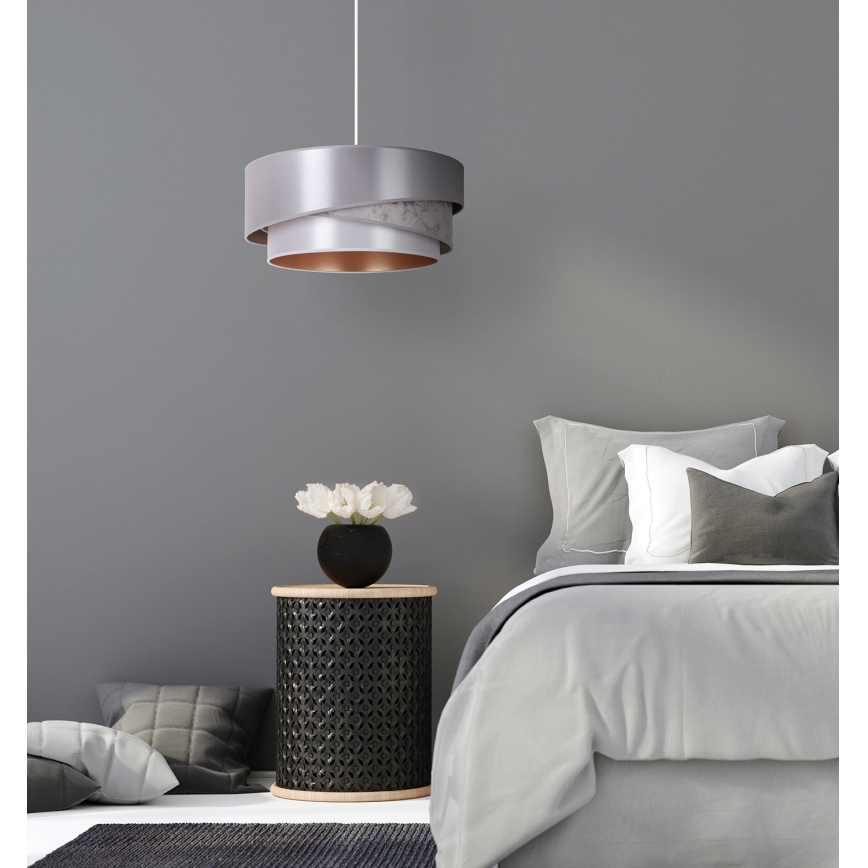 Duolla - Ljuskrona med textilsladd KOBO 1xE27/15W/230V diameter 45 cm silver/guld