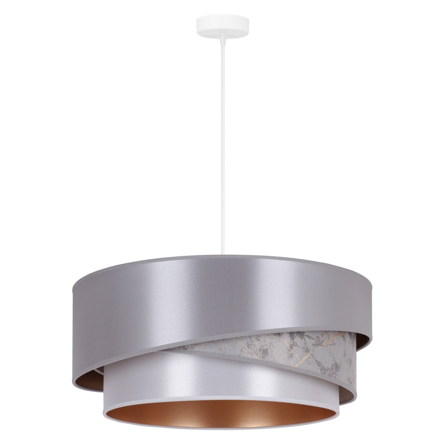 Duolla - Ljuskrona med textilsladd KOBO 1xE27/15W/230V diameter 45 cm silver/guld