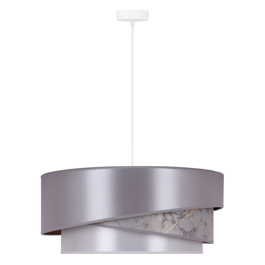 Duolla - Ljuskrona med textilsladd KOBO 1xE27/15W/230V diameter 45 cm silver/guld