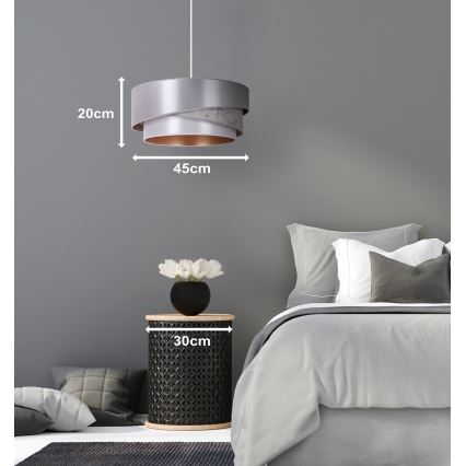 Duolla - Ljuskrona med textilsladd KOBO 1xE27/15W/230V diameter 45 cm silver/guld