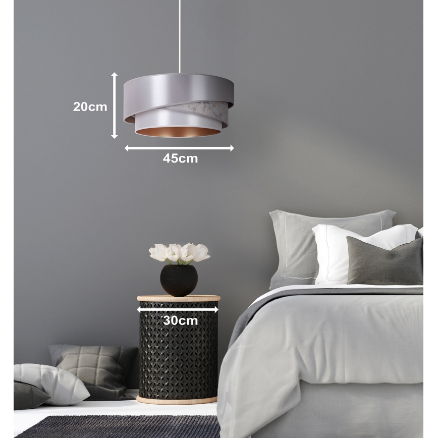 Duolla - Ljuskrona med textilsladd KOBO 1xE27/15W/230V diameter 45 cm silver/guld