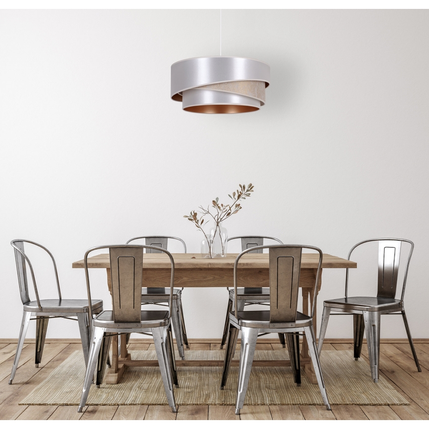 Duolla - Ljuskrona med textilsladd KOBO 1xE27/15W/230V diameter 45 cm silver/guld