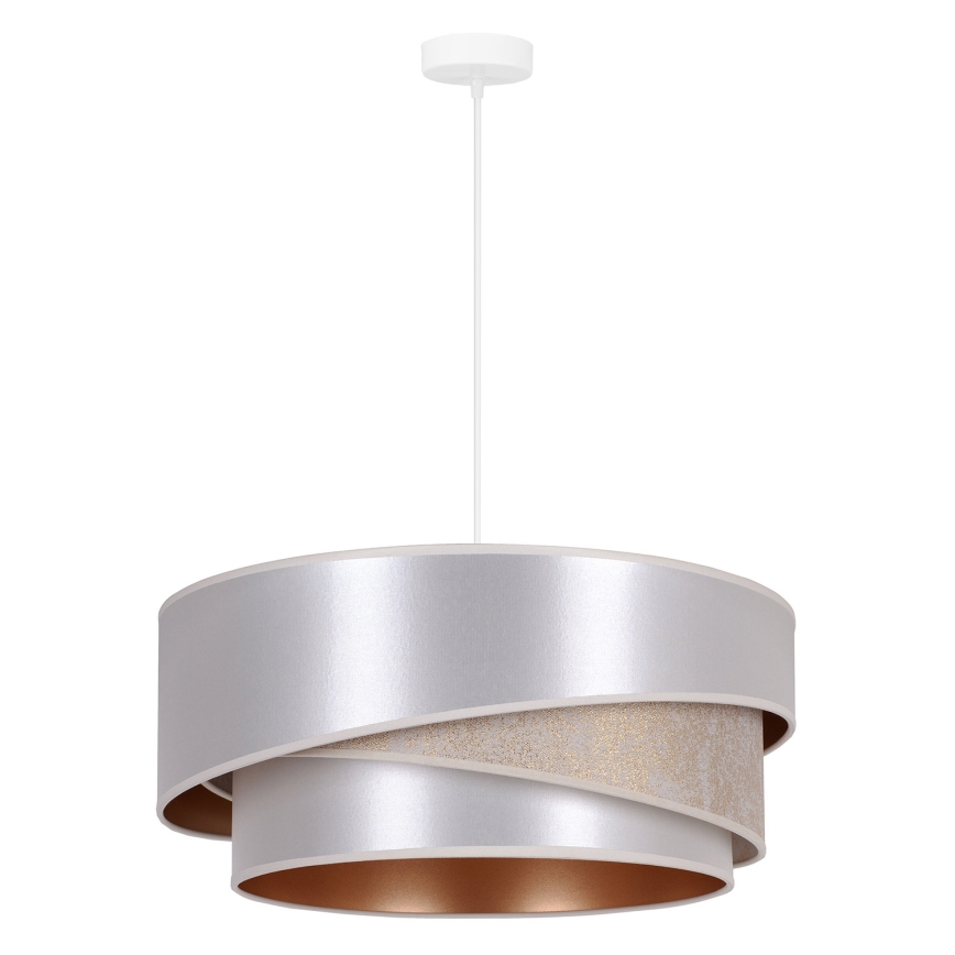 Duolla - Ljuskrona med textilsladd KOBO 1xE27/15W/230V diameter 45 cm silver/guld
