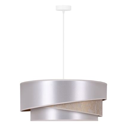 Duolla - Ljuskrona med textilsladd KOBO 1xE27/15W/230V diameter 45 cm silver/guld