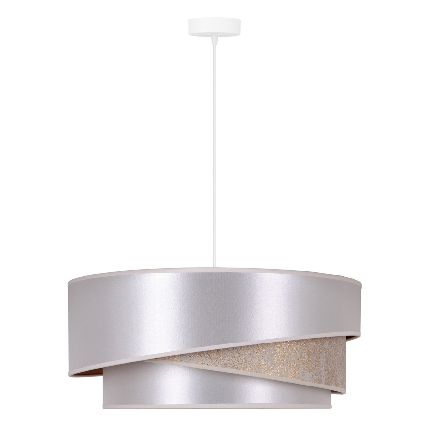 Duolla - Ljuskrona med textilsladd KOBO 1xE27/15W/230V diameter 45 cm silver/guld