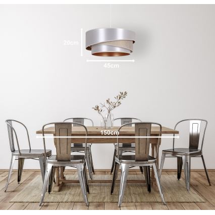 Duolla - Ljuskrona med textilsladd KOBO 1xE27/15W/230V diameter 45 cm silver/guld