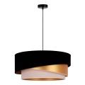Duolla - Ljuskrona med textilsladd KOBO 1xE27/15W/230V diameter 45 cm svart/guld/grädde